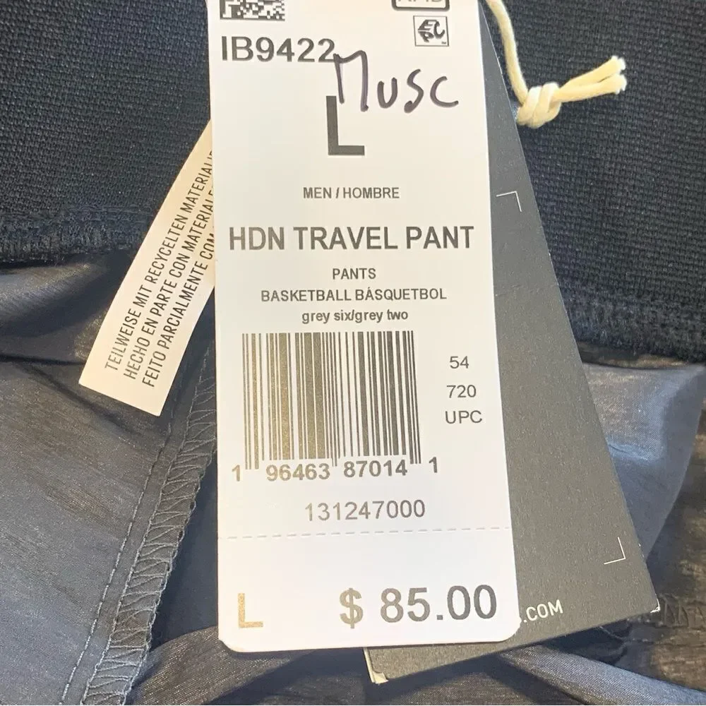 Adidas HDN Travel Pant Gray Size Large